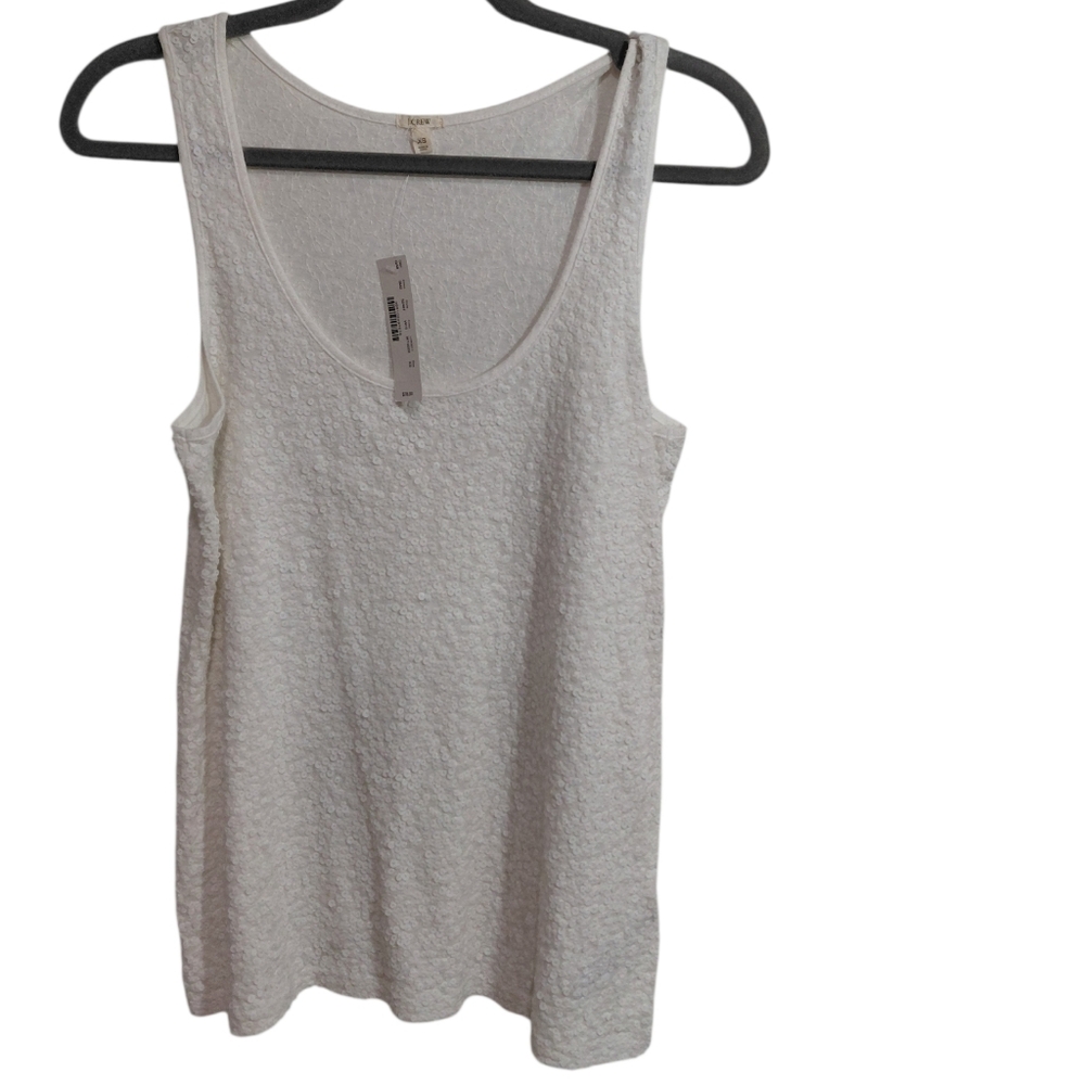 J. Crew White Textured Scoop Neck Tank